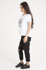 White Reversible Sequin 'Love' Slogan T-Shirt - Ida