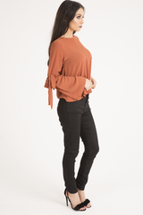 Rust Flared Tied Sleeve Top - Birdie