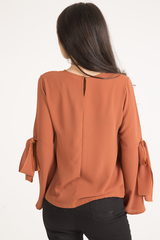 Rust Flared Tied Sleeve Top - Birdie