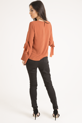 Rust Flared Tied Sleeve Top - Birdie
