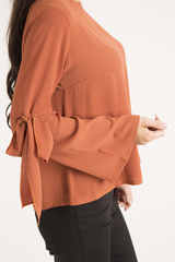 Rust Flared Tied Sleeve Top - Birdie