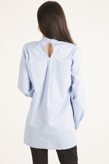 Blue Frill Detail Oversized Shirt - Lydia
