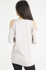 Nude 'Santa Rosa' Print Cold Shoulder Slouchy Top - Demi