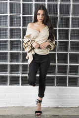 Beige Ruffle Sleeve Crop Top - Susie