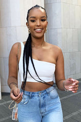 White One Shouldered Crop Top - Kamri