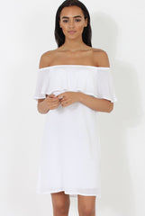 White Bardot Frill Dress - Ophelia