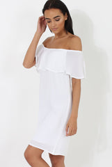 White Bardot Frill Dress - Ophelia