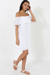 White Bardot Frill Dress - Ophelia
