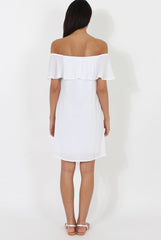 White Bardot Frill Dress - Ophelia