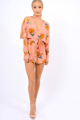 Pink Floral Panel Wrap Playsuit - Ladonna