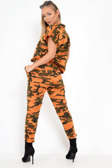 Orange Camo Print Jumper And Joggers Co-ord - Kaelee