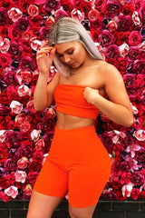 Orange Cycling Shorts And Bandeau Co -ord - Edrie
