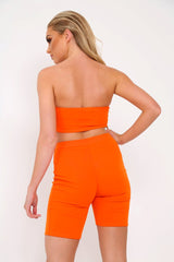 Orange Cycling Shorts And Bandeau Co -ord - Edrie