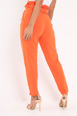 Orange Paper Bag Tie Waist Cigarette Trousers - Karmen