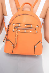 Orange Diamante Studded Mini Backpack - Phylis