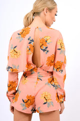 Pink Floral Panel Wrap Playsuit - Ladonna