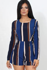 Orea Navy Striped Playsuit