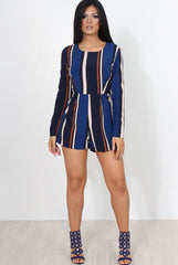 Orea Navy Striped Playsuit