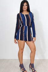 Orea Navy Striped Playsuit