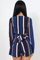 Orea Navy Striped Playsuit