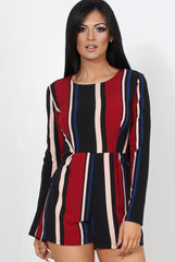 Orea Wine Striped Playsuit