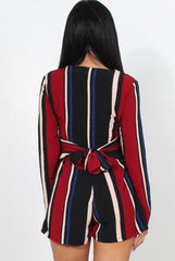 Orea Wine Striped Playsuit