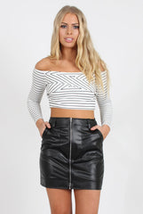 Black Faux Leather Mini Skirt - Paige
