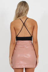 Pink Faux Leather Mini Skirt - Paige