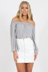 White Faux Leather Mini Skirt - Paige