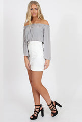 White Faux Leather Mini Skirt - Paige