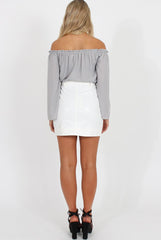 White Faux Leather Mini Skirt - Paige