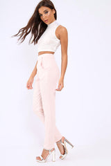 Nude Pinstripe Tapered Trousers - Paighton