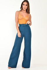 Mustard Lace Cup Stripe Bodice Bodysuit - Paislea