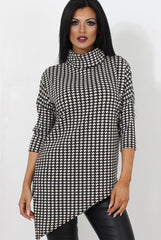 Paloma Black & White Cowl Neck Asymmetric Top