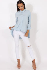Light Blue Dipped Hem Shirt - Paloma