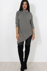 Paloma Black & White Cowl Neck Asymmetric Top