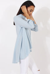 Light Blue Dipped Hem Shirt - Paloma