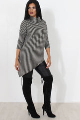 Paloma Black & White Cowl Neck Asymmetric Top