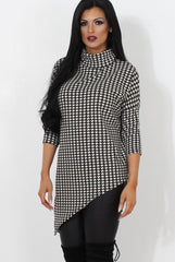 Paloma Black & White Cowl Neck Asymmetric Top