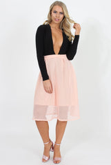 Pink Mesh Midi Skirt - Paloma