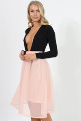 Pink Mesh Midi Skirt - Paloma