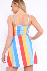 Multi Colour Block Button Front Cami Dress - Pansy