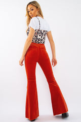 Orange Corduroy Extreme Flared Trousers - Henna