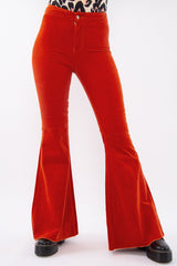 Orange Corduroy Extreme Flared Trousers - Henna