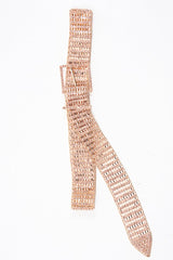 Rose Gold Diamante Square Buckle Belt - Paris