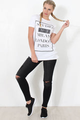 Paris White Slogan Top