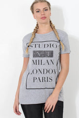 Paris Grey Slogan Top