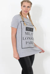 Paris Grey Slogan Top