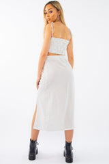 White Polka Midi Skirt and Crop Top Co-ord - Viktoriya