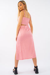 Pink Polka Midi Skirt and Crop Top Co-ord - Viktoriya